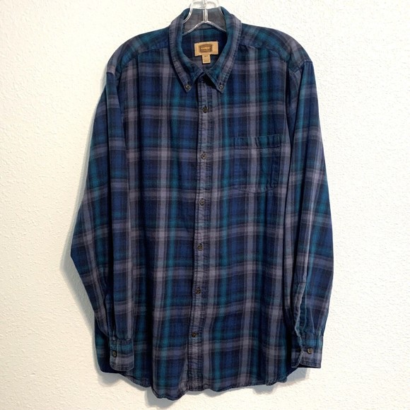Foundry flannel shirt mens XLT blue plaid flannel long sleeve - Picture 1 of 6